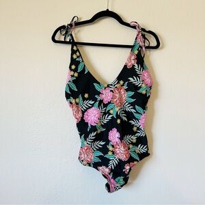 Sunn Lab Swim Black Floral One Piece Swimsuit L
